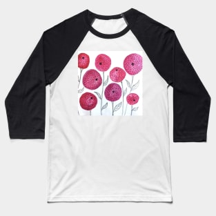 Pink Dahlias Baseball T-Shirt